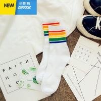 潮男G彩虹条纹运动袜 毛巾底加厚中筒男袜子 吸汗篮球袜Z 卓思哲袜子
