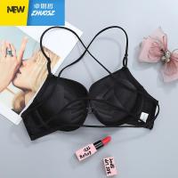 前扣美背内衣少女黑色露背无痕交叉细肩带文胸加厚聚拢小胸罩薄款 卓思哲文胸套装