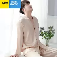 春秋季男士长袖睡衣季薄款男绸休闲睡衣套装家居服 卓思哲