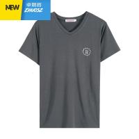 莫代尔睡衣男士季短袖T恤v领衣服单件上衣打底衫半袖家居服 卓思哲
