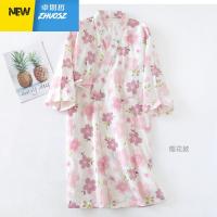日式和服睡袍女纱布睡衣和风樱花浴袍汗蒸家居服春薄款浴衣 卓思哲