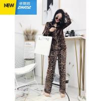 秋冬新款套装性感睡衣两件套豹纹长袖家居服宽松显瘦时尚女潮 卓思哲