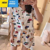 史努比睡衣女短袖短裤两件套装韩版可爱卡通学生开衫家居服 卓思哲