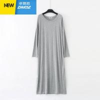 莫代尔长袖连衣裙睡衣睡裙女大码女生性感长裙家居服宽松季薄款 卓思哲