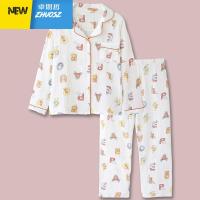 少女心炸裂!日系小清新字母动物纱布睡衣女秋长袖宽松家居服 卓思哲