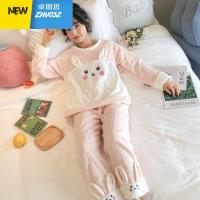 韩版睡衣女冬加厚长袖学生可爱珊瑚绒秋冬季套装家居服法兰绒小兔 卓思哲