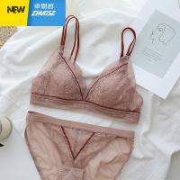 浪漫法式三角杯无钢圈内衣性感蕾丝大胸显瘦小胸聚拢上托文胸套装 卓思哲