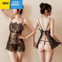 透明睡衣女士情趣内衣睫毛蕾丝透视薄款骚露背性感吊带睡裙 卓思哲