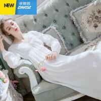 公主睡裙女宫廷风复古蕾丝V领白睡衣长款性感睡裙韩版 卓思哲