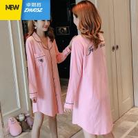 睡裙女春秋长袖中长款性感连衣裙可爱大码开衫女睡衣春季棉 卓思哲