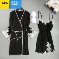 2020新款性感睡衣女绸吊带睡裙带胸垫聚拢两件套蕾丝边季 卓思哲