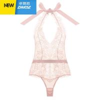 法式蕾丝挂脖修身情趣内衣连体睡衣女性感诱惑透明透视 卓思哲