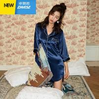 春秋睡衣睡裙女季薄款性感白色网红衬衣衬衫式裙子 卓思哲