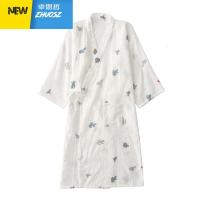 清新仙人掌纱布浴袍睡裙女春长袖日系和服睡袍棉睡衣 卓思哲