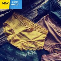 内裤女薄舒适性感日系复古姜格纹提花蕾丝边低腰包臀三角裤 卓思哲