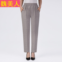 中老年女裤妈妈装夏装老年人松紧腰高腰九分裤夏季薄款宽松裤子女