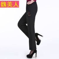 中老年女裤夏季薄款中年松紧腰高腰长裤老年人宽松大码妈妈