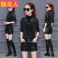 韩版修身高领T恤女装2017秋季新款时尚显瘦上衣长袖体恤打底衫潮