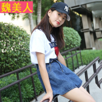 高腰阔腿短裤女夏2017新款女装百搭宽松韩版学生a字牛仔短裤热裤