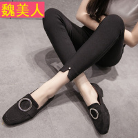 春秋打底裤外穿薄款大码女装新款九分黑色小脚裤显瘦高腰弹力女裤