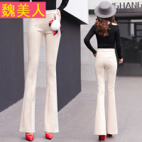毛呢裤2017新款韩版微喇叭裤女长裤高腰修身显瘦直筒喇叭裤女裤子