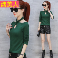长袖打底衫女2017秋装新款修身显瘦个性上衣服韩版纯色T恤