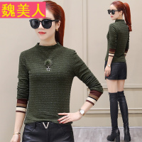加绒加厚打底衫女2018春装新款韩版修身立领上衣服春秋季长袖T恤