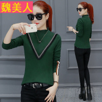 修身打底衫女长袖2018春装新款显瘦流苏上衣春季港风复古加绒T恤