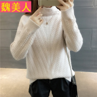 韩版高领宽松套头毛衣女秋冬新款麻花长袖加厚纯色百搭针织衫上衣