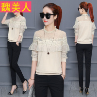 蕾丝拼接T恤女长袖显瘦女装2018春装新款韩版超仙上衣气质打底衫