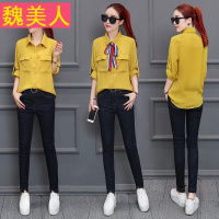 时尚牛仔裤2018春秋新款牛仔长裤女装韩版修身百搭小脚裤打底裤子