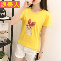 纯棉短袖T恤女2017春夏装新款韩版潮学生宽松百搭卡通上衣打底衫
