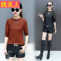 蕾丝拼接打底衫女装韩版修身百搭上衣服2018春秋季新款长袖T恤潮