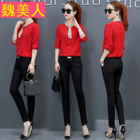 长袖雪纺衫2018春季新款女装衬衣潮韩版时尚百搭立领开衫短款上衣