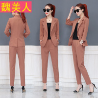时尚白领气质职业装2018新款女春秋季修身显瘦西服长裤两件套套装