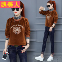 2018新款春款春装春季早春加绒加厚金丝绒打底衫上衣丅恤T恤女装