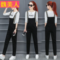 2017新款秋季秋天秋款休闲直筒铅笔高腰连体吊带背带裤长裤女裤潮