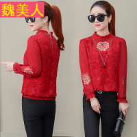 2018春季新款长袖镂空黑色内搭欧货蕾丝上衣女韩版显瘦打底衫百搭