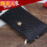 2018新款头层牛皮男士手抓包压花手包信封包真皮青年时尚男包夹包