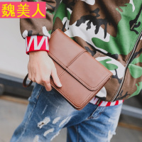 街头皮质潮男手包 复古翻盖手拿包 休闲户外百搭小包手抓包文件包