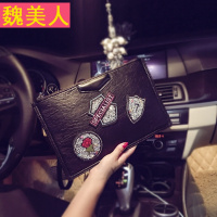 个性水钻涂鸦图案手拿包 韩版时尚手拿包新款信封包潮流休闲背包