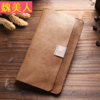 钱包男真皮超薄小手拿包迷你大容量牛皮多功能卡包长款复古皮夹子