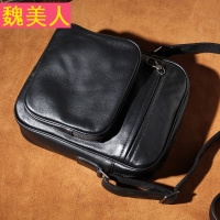 2017真皮单肩包头层牛皮斜跨包男休闲竖款方形背包男士包包韩版潮