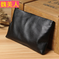 新款男士真皮手包信封包黑色牛皮商务手拿包大容量软皮手抓包夹包