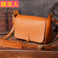 原创设计植鞣革单肩包头层牛皮欧美时尚斜跨包手工皮具树膏皮男包