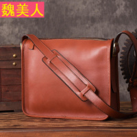 新款手工植鞣革休闲单肩包头层牛皮树膏皮简约文艺日系斜挎方形包