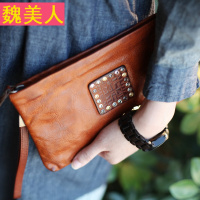 2016新款复古手工牛皮手拿包带卡位真皮男女小包钱包手抓包信封包