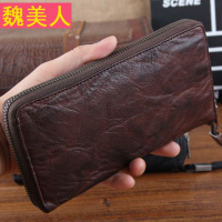 手工男士长款钱包拉链男真皮软皮手拿包植鞣牛皮做旧复古男式手包