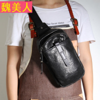 原创复古手工男士胸包潮背包头层牛皮休闲单肩包真皮迷你斜挎包