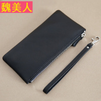 头层羊皮男士大容量手拿包真皮拉链包手拎手包女式长款钱包手机包